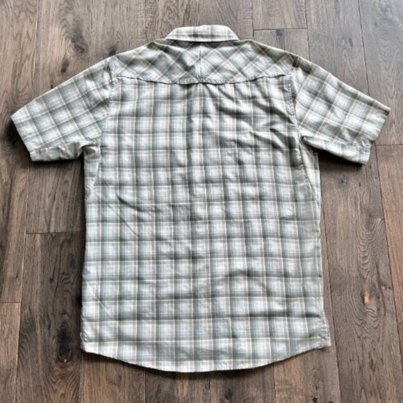 Patagonia Women's Plaid Snap Shirt Size S Green Beige Short Sleeve Outdoor Hike - Picture 4 of 7